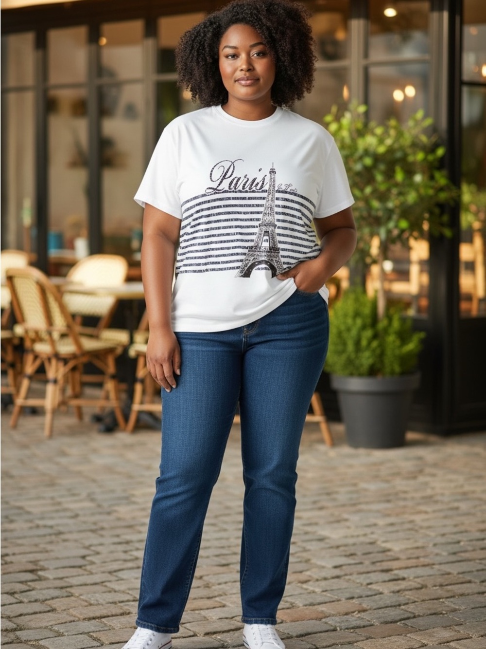 PARADISE  plus size Paris Graphic Tee - White size 3X